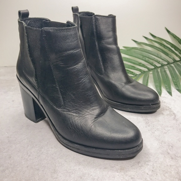 OFFICE London Black Heeled Ankle Booties Size 37 - Picture 1 of 8
